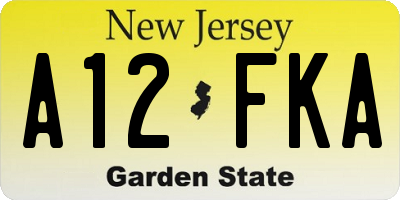 NJ license plate A12FKA