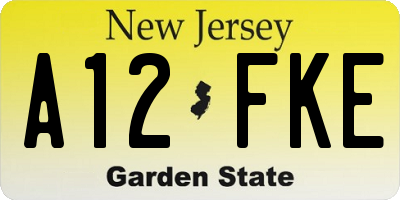 NJ license plate A12FKE