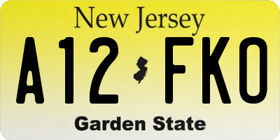 NJ license plate A12FKO