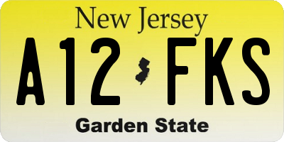 NJ license plate A12FKS
