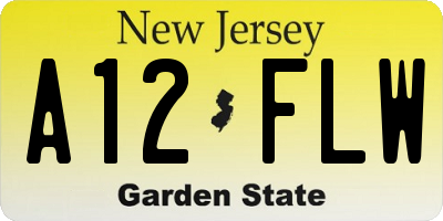 NJ license plate A12FLW