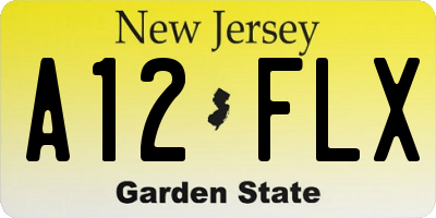 NJ license plate A12FLX