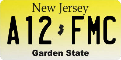 NJ license plate A12FMC