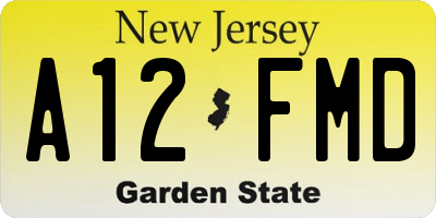 NJ license plate A12FMD