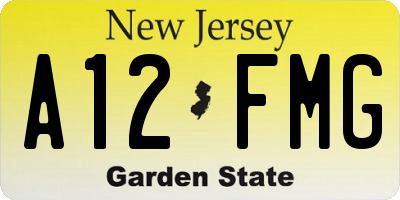 NJ license plate A12FMG