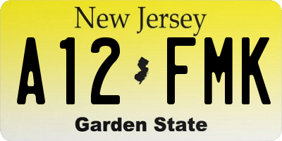 NJ license plate A12FMK