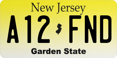 NJ license plate A12FND