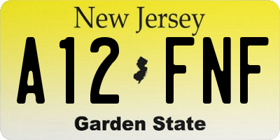 NJ license plate A12FNF
