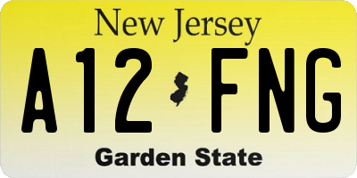 NJ license plate A12FNG