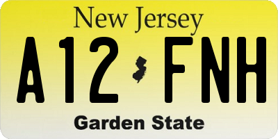 NJ license plate A12FNH
