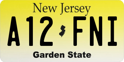 NJ license plate A12FNI