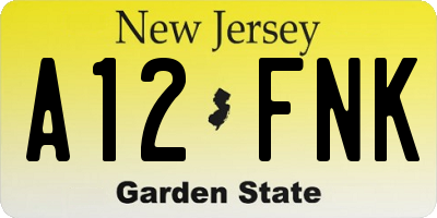NJ license plate A12FNK