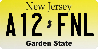 NJ license plate A12FNL