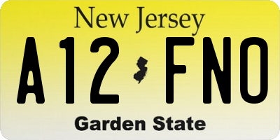 NJ license plate A12FNO