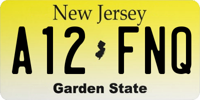 NJ license plate A12FNQ