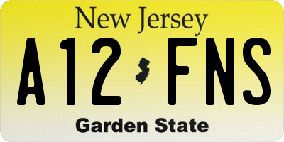 NJ license plate A12FNS