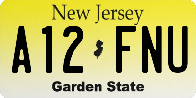 NJ license plate A12FNU