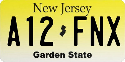 NJ license plate A12FNX