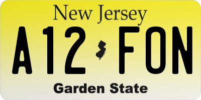 NJ license plate A12FON