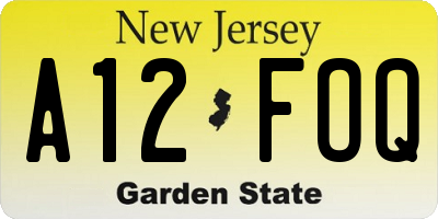 NJ license plate A12FOQ