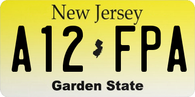 NJ license plate A12FPA