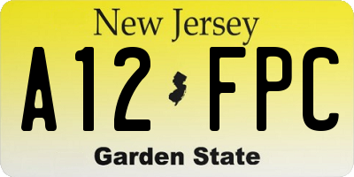 NJ license plate A12FPC