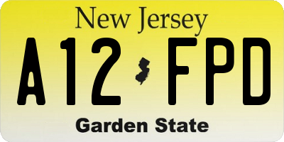 NJ license plate A12FPD