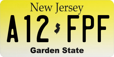 NJ license plate A12FPF