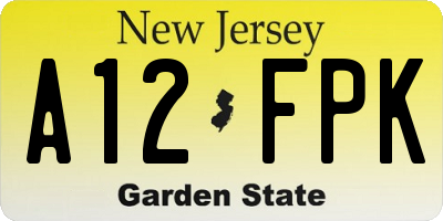NJ license plate A12FPK