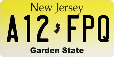 NJ license plate A12FPQ