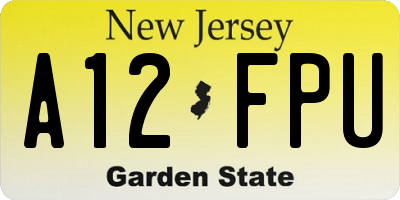 NJ license plate A12FPU