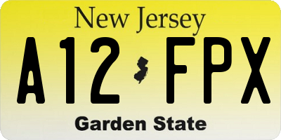 NJ license plate A12FPX