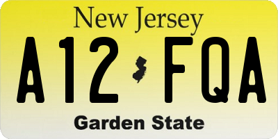 NJ license plate A12FQA