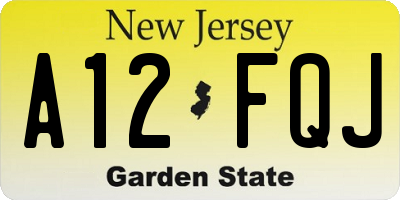 NJ license plate A12FQJ