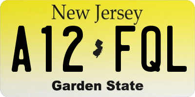 NJ license plate A12FQL