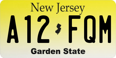 NJ license plate A12FQM