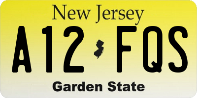 NJ license plate A12FQS