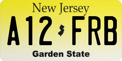NJ license plate A12FRB