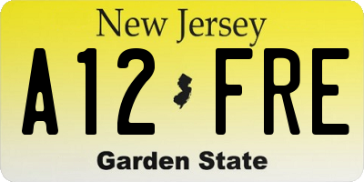 NJ license plate A12FRE