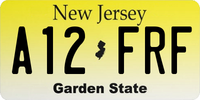 NJ license plate A12FRF