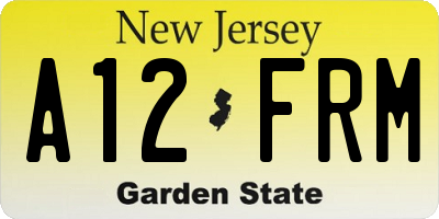 NJ license plate A12FRM