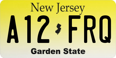 NJ license plate A12FRQ