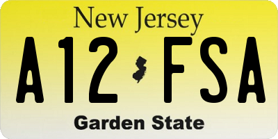 NJ license plate A12FSA