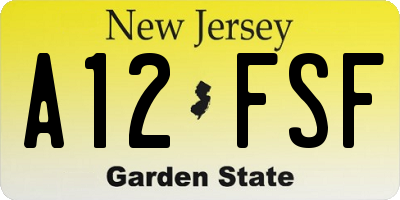 NJ license plate A12FSF