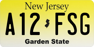 NJ license plate A12FSG