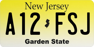NJ license plate A12FSJ