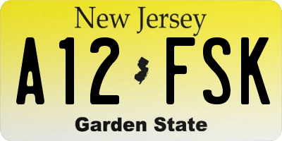 NJ license plate A12FSK