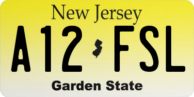 NJ license plate A12FSL