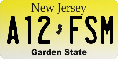 NJ license plate A12FSM