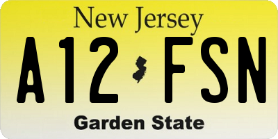 NJ license plate A12FSN